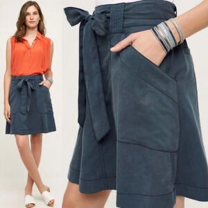 Anthropologie HD In Paris • Satin Belt Bow Tie Waist Skirt